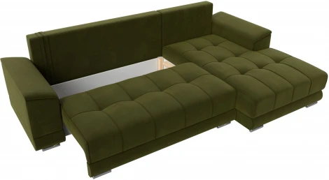 Диван угловой НордСтар правый угол (Зеленый/Микровельвет) Лига Диванов арт.121114