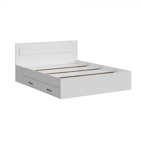 Кровать Арника двойная с ящиками Бали, Белый шагрень