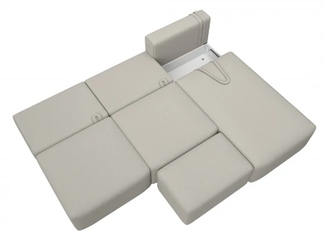 Диван угловой модульный с пуфом Лига-060 НПБ Лонг угол универсальный (ЛДСП,Брус,Фанера/Пластик/Рогожка/Бежевый) Лига Диванов 129718