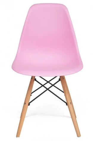 Стул CINDY (EAMES) (mod. 001) светло-розовый/light pink (дерево береза/металл/сиденье пластик)