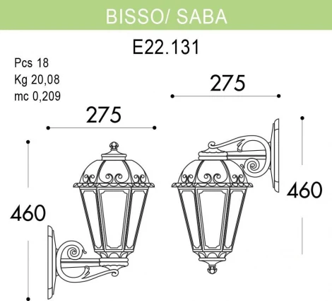Настенный фонарь уличный Fumagalli Saba K22.131.000.VXF1RDN (220V, IP44)