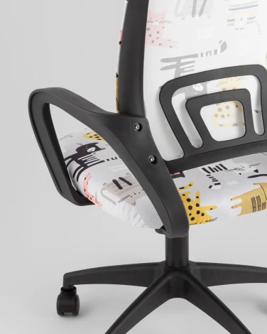 Кресло офисное TopChairs Simple SN Junior принт Blue Cats пластик черный TopChairs УТ000042085