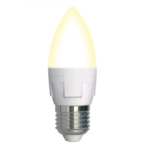 Лампочка светодиодная свеча белая E27 7W 3000K Uniel LED-C37 7W/3000K/E27/FR/DIM PLP01WH