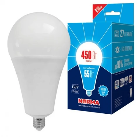 Лампочка светодиодная груша белая E27 55W 4000K Volpe LED-A140-55W/4000K/E27/FR/NR