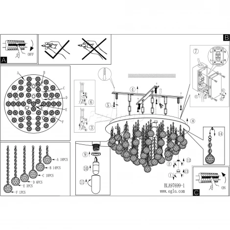 Потолочная люстра Eglo Almonte 97699