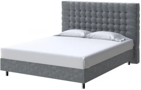 PROxSON Кровать Tallinn Boxspring Standart (Ткань: Велюр Gratta 4 Серый космос) 80x200