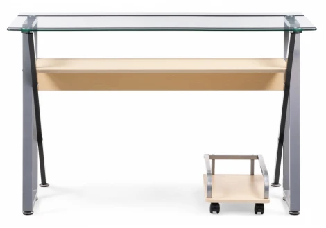 Компьютерный стол gunar silver gray / clear glass