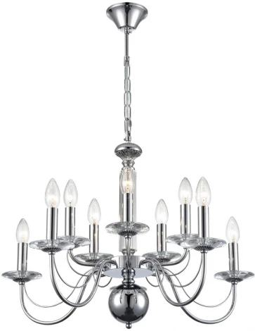 Подвесная люстра Lumion Incanto 8034/10 хром, металл/стекло Е14 10*40W 220V (на цепи, подсвечник, свеча)