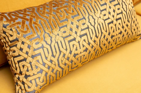 Диван Garda Decor TREVI-230M-3К-Velv ORANG+Lattice ORANG (Золотой)