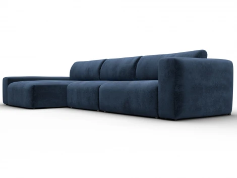 Диван угловой Лига-066 НПБ Лонг угол левый (ЛДСП,Фанера,Брус,Велюр/Синий) Лига Диванов 131227L