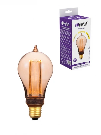 Лампочка светодиодная диммируемая прозрачная/бежевая груша E27 4,5W Hiper Vein HL-2231