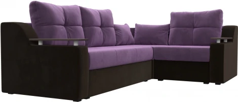 Диван угловой Кронос правый угол (Сиреневый,Коричневый/Микровельвет) Лига Диванов арт.114627