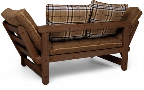 Кушетка Arsko Сламбер орех коричневая клетка рогожка