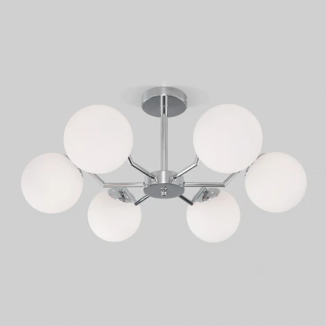 Умная потолочная люстра на штанге Eurosvet Frost 70154/6 хром (220V, шарики)