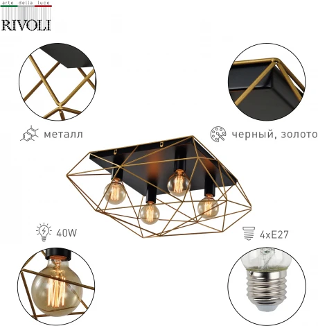 Светильник потолочный Roxana 4097-304 4 х Е27 40 Вт