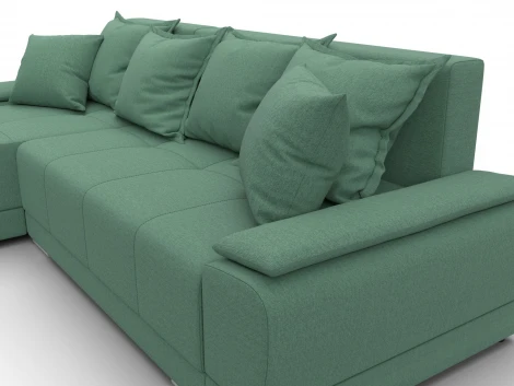 Диван угловой Лига-119 угол левый (ДСП,Брус,Фанера,ЛДС,Рогожка/Зеленый) Лига Диванов 137088L