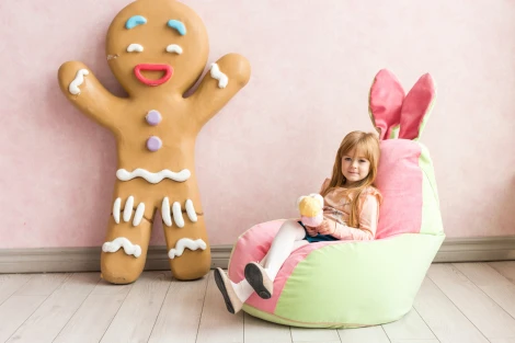 Кресло мешок Dreambag Зайчик Салатово-Розовый (Классический) 19188