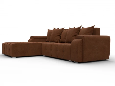 Диван угловой Лига-121 левый угол (ДСП,Брус,Велюр/Терракотовый) Лига Диванов 137353L