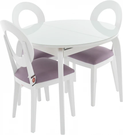 Стол Ривьера СВ D90, Стекло, Эмаль белая, 7, Аврора