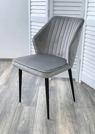 Стул SEATTLE-V СВЕТЛО-СЕРЫЙ #26, велюр / черный каркас