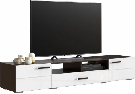 Тумба под телевизор Woodville Иоги 2.0 венге / белый глянец арт.602822