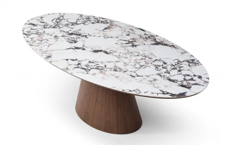 Стол DT2483 (230-110-76) глянцевая керамика АРАБЕСКАТО/орех ESF 5848