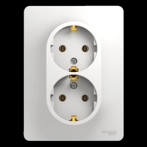 Розетка встраиваемая двойная с заземлением (белый) Systeme Electric Glossa GSL000124