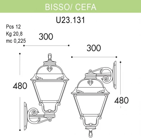 Настенный фонарь уличный Fumagalli Cefa U23.131.000.WYF1R (220V, IP55)