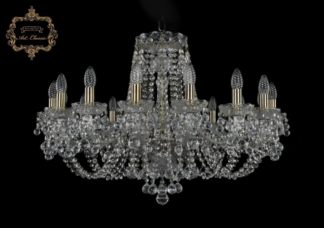 Подвесная большая люстра Art Classic 11.26 11.26.16.300.Br.B (220V, хрусталь, на цепи, подсвечник, свеча)