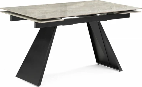 Стеклянный стол Хорсборо (Хорсборо 140(200)х80х79 dyna fantasico grey / черный) Woodville арт.588009