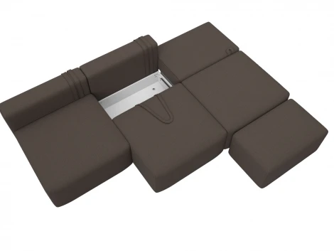 Диван прямой модульный с пуфом Лига-060 НПБ Лонг (ЛДСП,Брус,Фанера/Пластик/Рогожка/Коричневый) Лига Диванов 129709