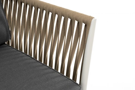 "Касабланка" диван 2-местный плетеный из роупа, каркас алюминий светло-серый (RAL7035) муар, роуп серо-коричневый 23мм, ткань серая 017 4SIS арт.УТ-00006209