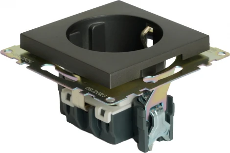 Розетка с заземлением и шторками (графит) Stekker Катрин 49423