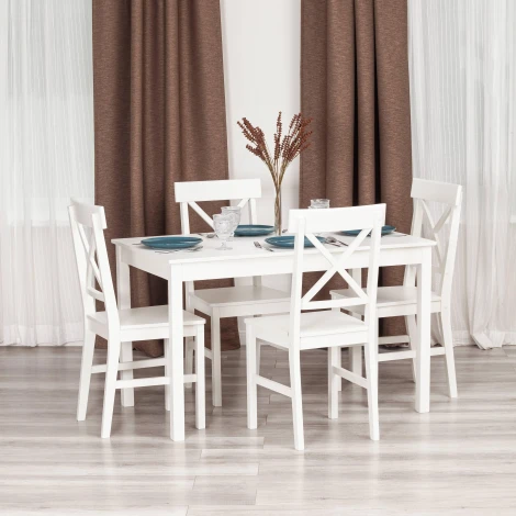 Обеденный комплект Хадсон (стол + 4 стула)/ Hudson Dining Set (mod.0102) (МДФ /Белый)