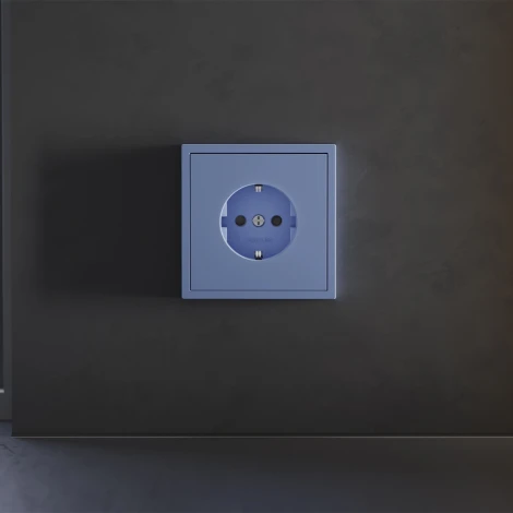 Накладка для розетки с заземлением и защитными шторками (деним) Voltum S70 VLS000715