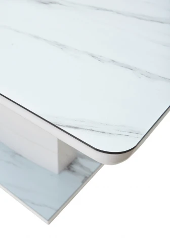 Стеклянный стол M-City ALTA 120 GREY-WHITE MARBLE/ WHITE глазурованное стекло