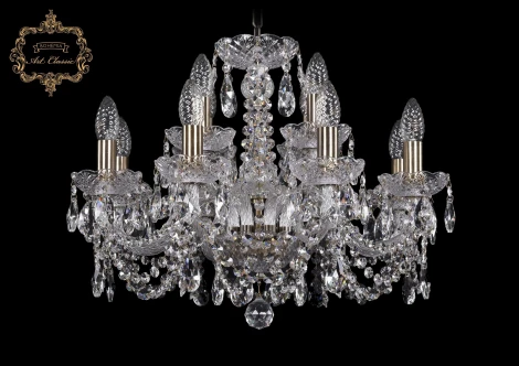 Подвесная люстра Art Classic 11.11 11.11.8+4.195.Br.Sp (220V, хрусталь, на цепи, подсвечник, свеча)