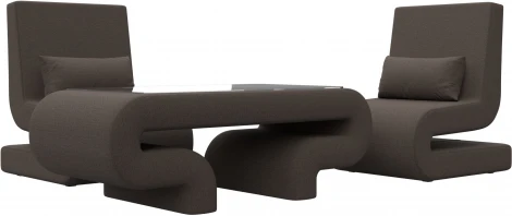 Набор Волна-3 (стол, 2 кресла) (Коричневый/Рогожка) Лига Диванов арт.125332