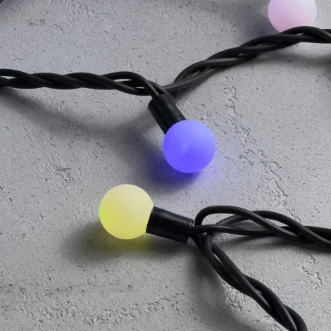 Гирлянда «Шарики» 10м RGB 220B, 100 LED, провод черный каучук, IP65 Laitcom BB100-2-2RGB