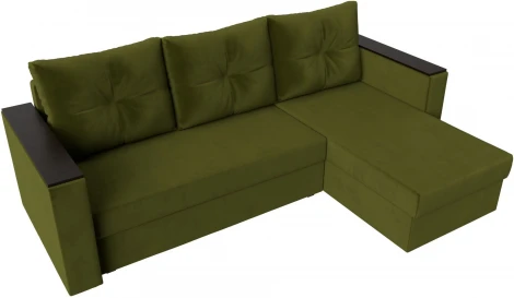 Лига Диванов угловой диван Атланта Лайт Б/С правый угол (Микровельвет/Зеленый)