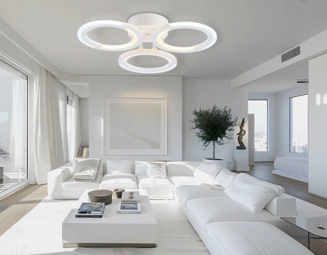 Потолочная люстра светодиодная на штанге с пультом Ambrella ACRYLICA FA8942 (регулировка яркости, 220V, кольцо)