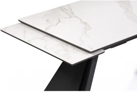 Керамический стол Woodville Ливи 140х80х78 белый мрамор / черный 532400