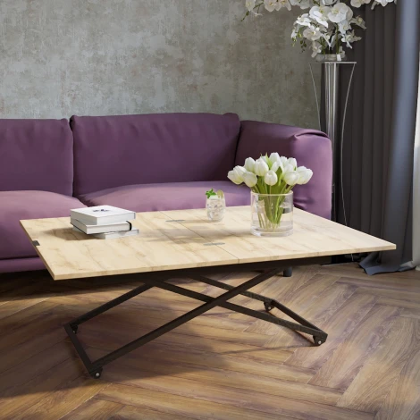 Стол универсальный трансформируемый АНДРЭ Loft ЛДСП дуб вотан/чёрный от фабрики Mebelik