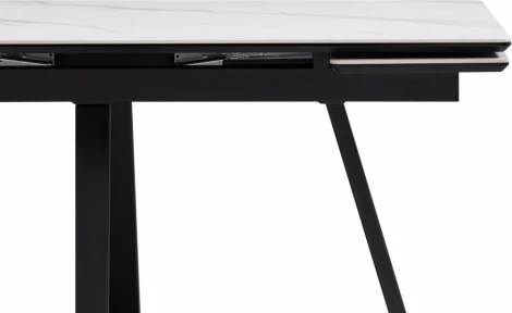 Керамический стол Notta Памелла 140(200)х80х75 белый мрамор snow white / черный арт.612193