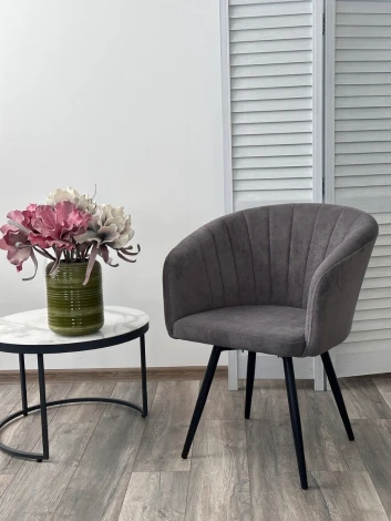 Стул RUNA, 360 град. поворот. B28 Темнор-серый, велюр / черный каркас, М-City