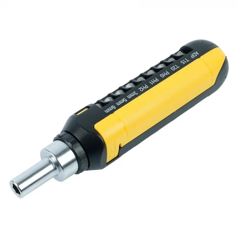 Отвертка реверсивная с битами 15 предметов Stekker 50407