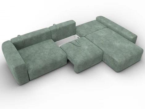 Диван угловой Лига-066 НПБ Лонг угол правый (ЛДСП,Фанера,Брус,Велюр/Зеленый) Лига Диванов 131218