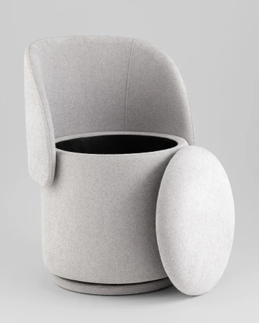 Пуф-трансформер Таунсвилл вращающийся с ящиком букле светло-серый Stool Group УТ000042269