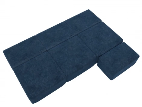 Диван угловой модульный с пуфом Лига-060 НПБ Лонг угол универсальный (ЛДСП,Брус,Фанера/Пластик/Велюр/Синий) Лига Диванов 129529