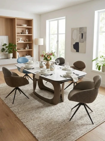 Стол ЛУССО (LUSSO) 200 БЕЛЫЙ МРАМОР TL-326, испанская керамика / Теплый графит каркас, ®DISAUR M-City 64814